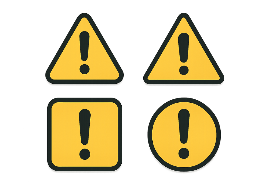 warning signs with with just an exclamation point