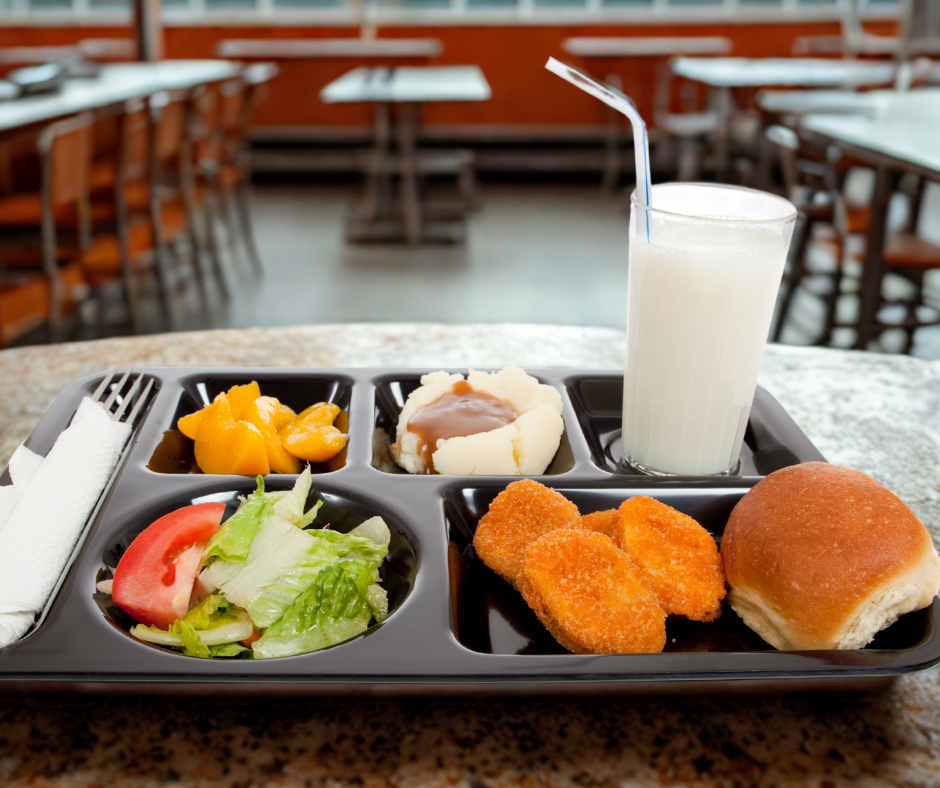 School lunch in a cafeteria